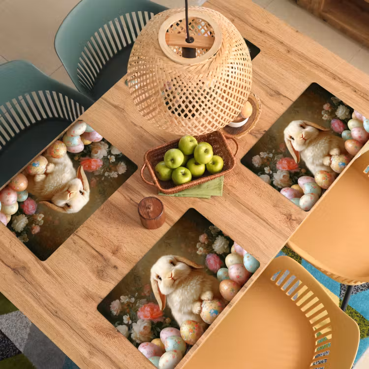 Placemat - 6 stuks - Konijn - Paaseieren - Stilleven — 6