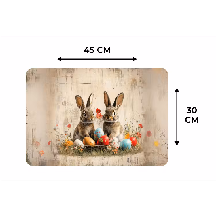 Placemat - 6 stuks - Konijnen - Bloemen - Eieren — 3