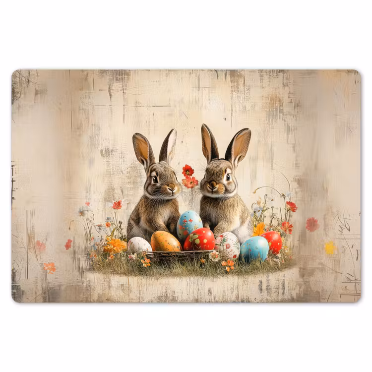 Placemat - 6 stuks - Konijnen - Bloemen - Eieren — 7