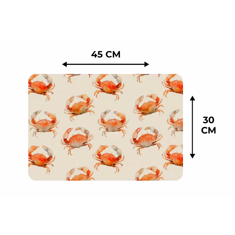 Placemat - 6 stuks - Krabben - Patroon - Oranje — 3