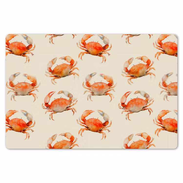 Placemat - 6 stuks - Krabben - Patroon - Oranje — 7