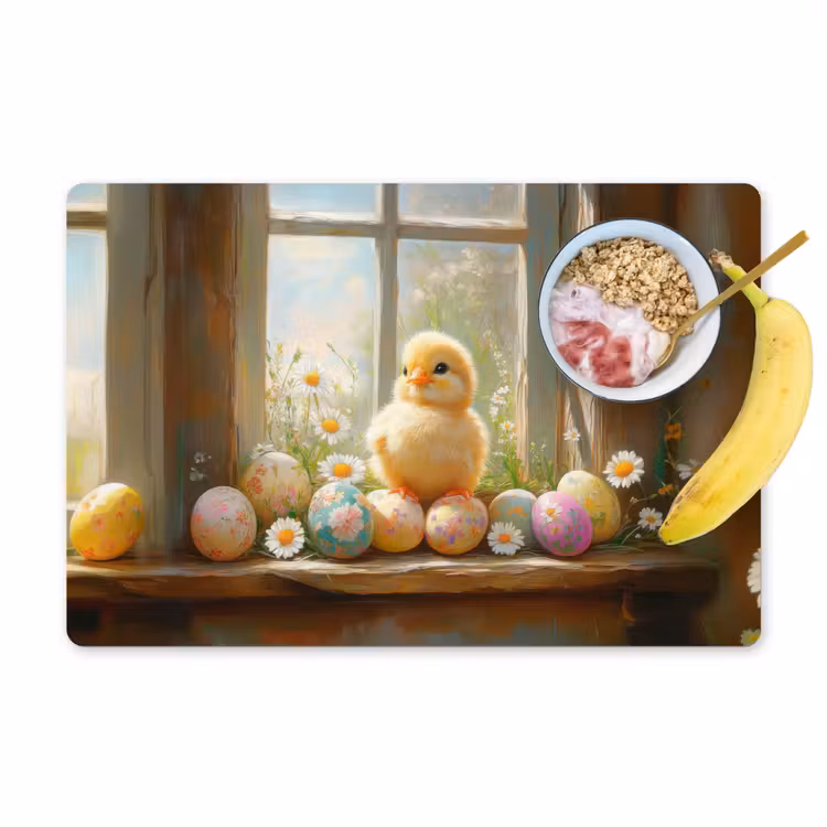 Placemat - 6 stuks - Kuiken - Raam - Paaseieren — 1