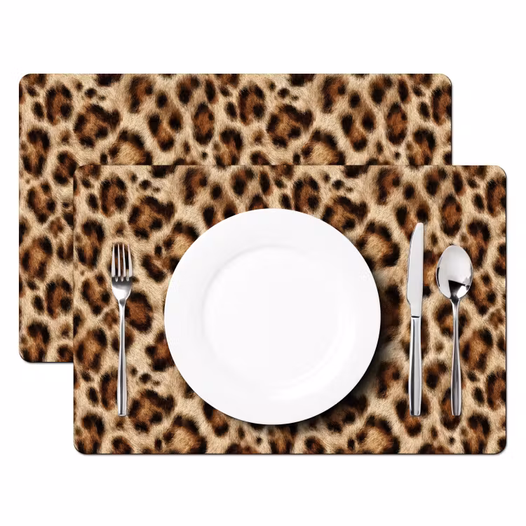 Placemat - 6 stuks - Luipaard - Bruin - Vacht — 2