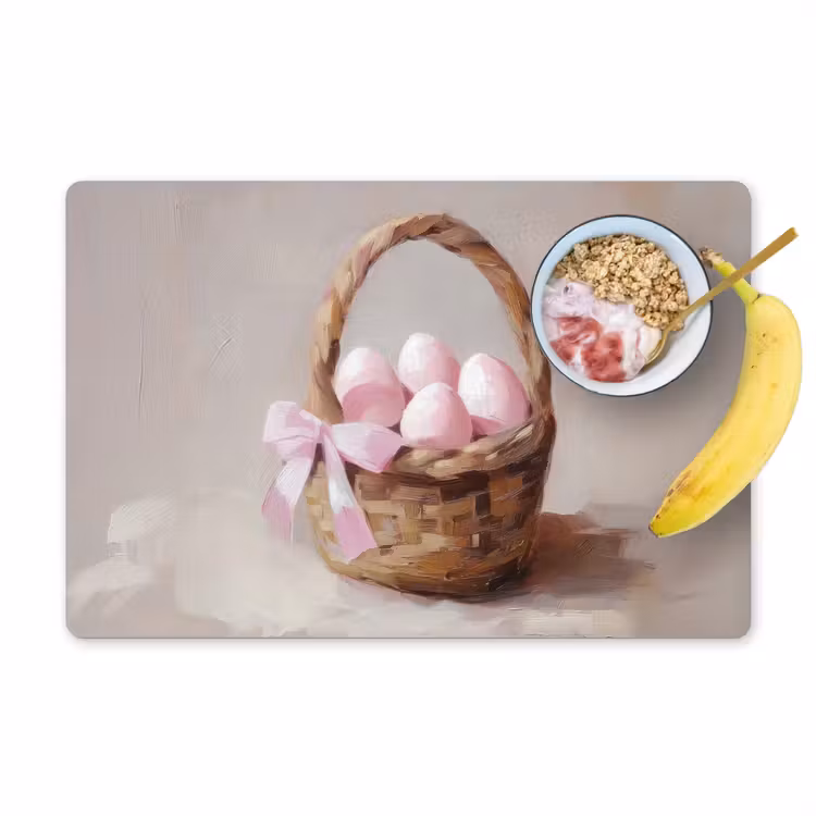 Placemat - 6 stuks - Mand - Eieren - Roze — 1