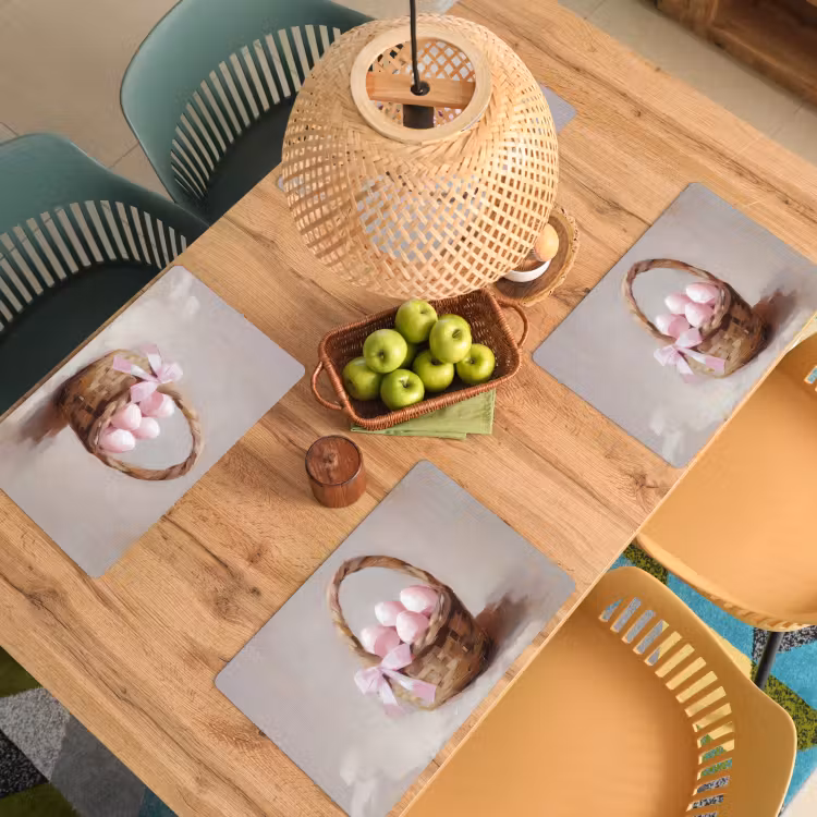 Placemat - 6 stuks - Mand - Eieren - Roze — 6