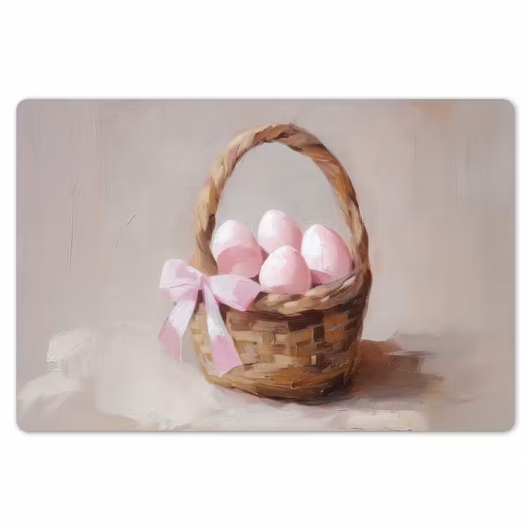 Placemat - 6 stuks - Mand - Eieren - Roze — 7