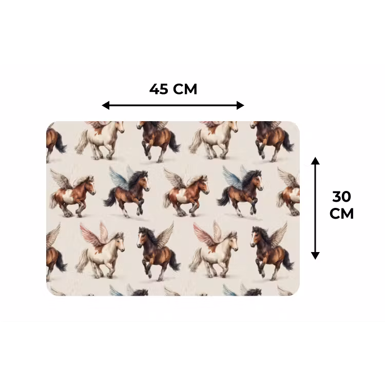 Placemat - 6 stuks - Paarden - Vleugels - Kleurrijk — 3