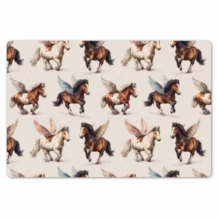 Placemat - 6 stuks - Paarden - Vleugels - Kleurrijk — 7