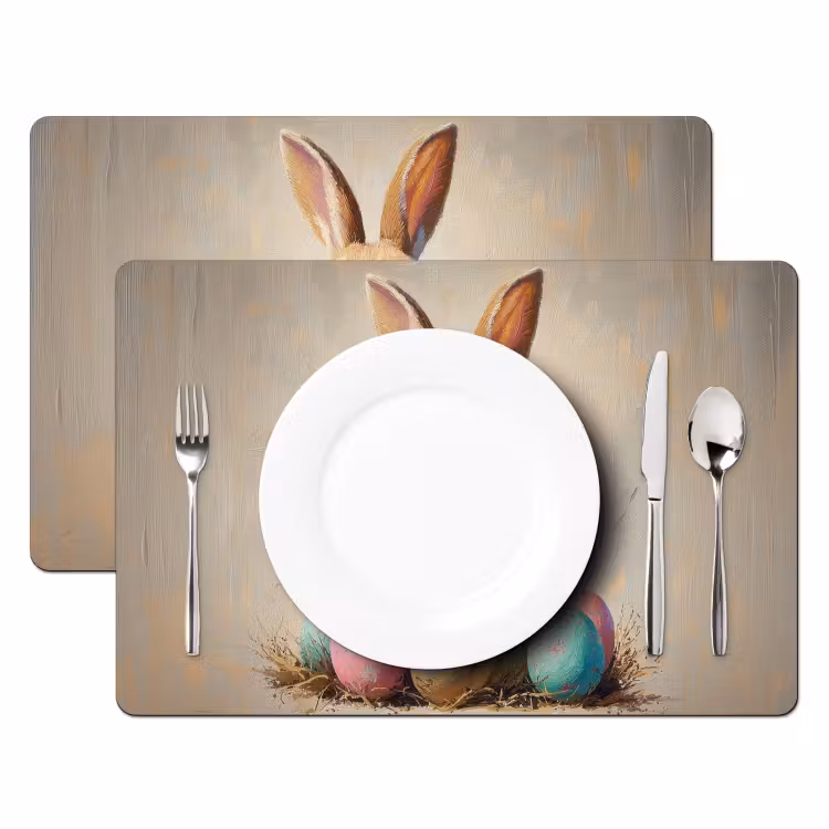 Placemat - 6 stuks - Paashaas - Pastel - Eieren — 2