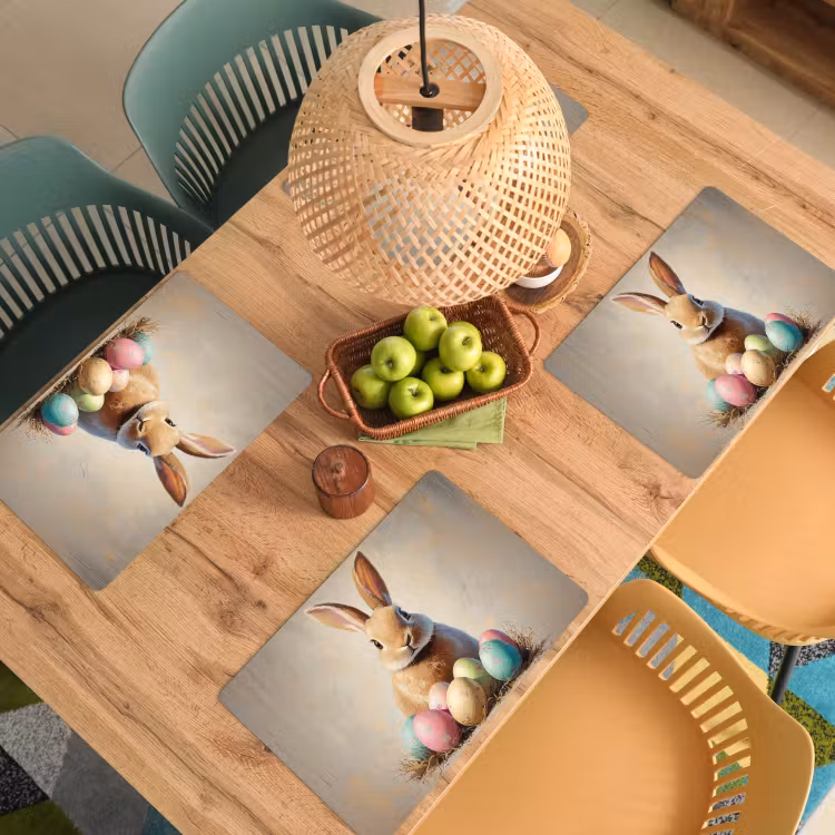 Placemat - 6 stuks - Paashaas - Pastel - Eieren — 6