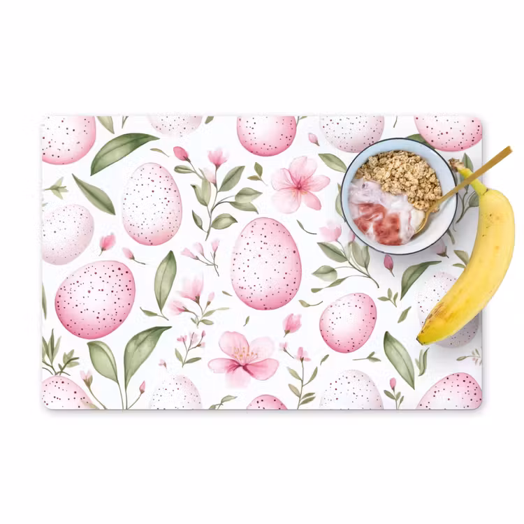 Placemat - 6 stuks - Patroon - Eieren - Roze - Pasen — 1