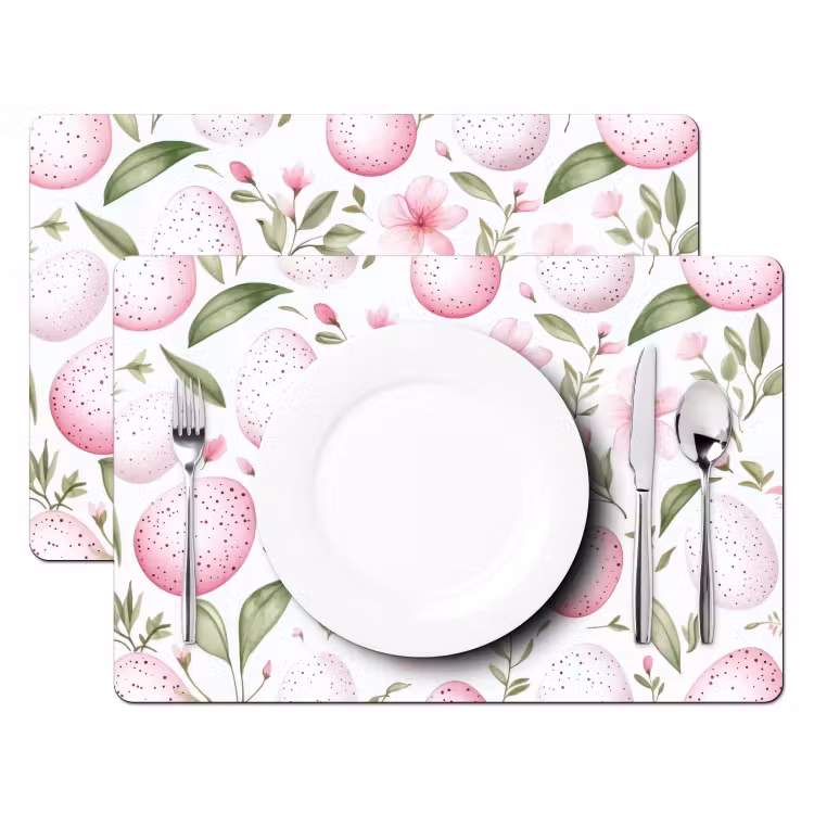 Placemat - 6 stuks - Patroon - Eieren - Roze - Pasen — 2