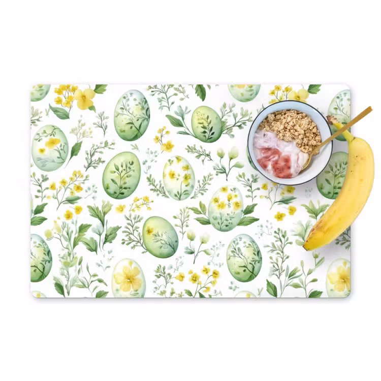 Placemat - 6 stuks - Patroon - Groen - Eieren — 1