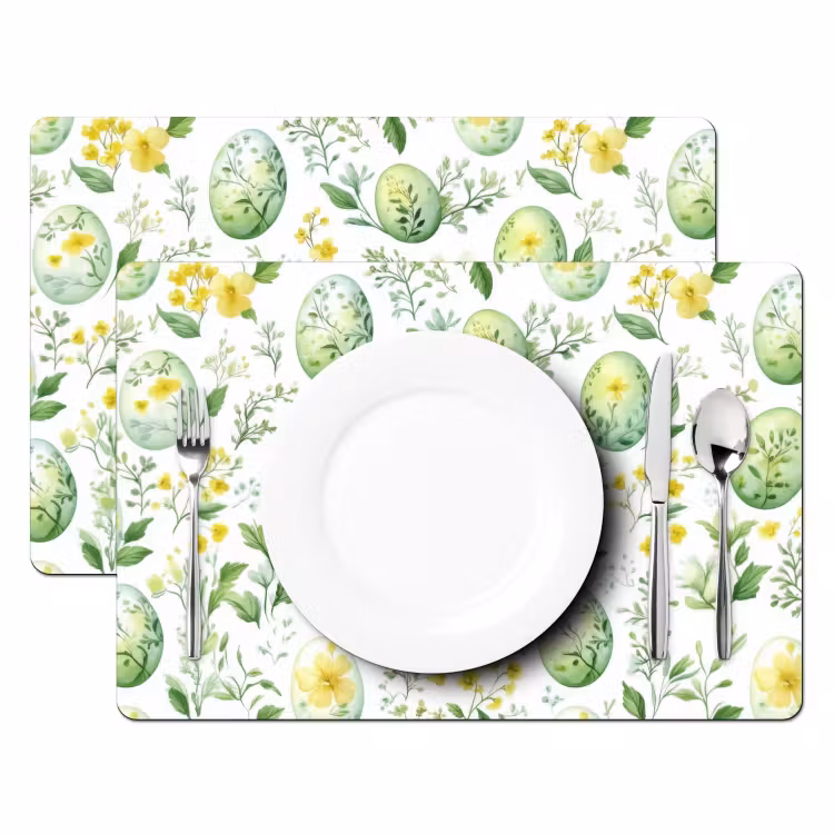 Placemat - 6 stuks - Patroon - Groen - Eieren — 2