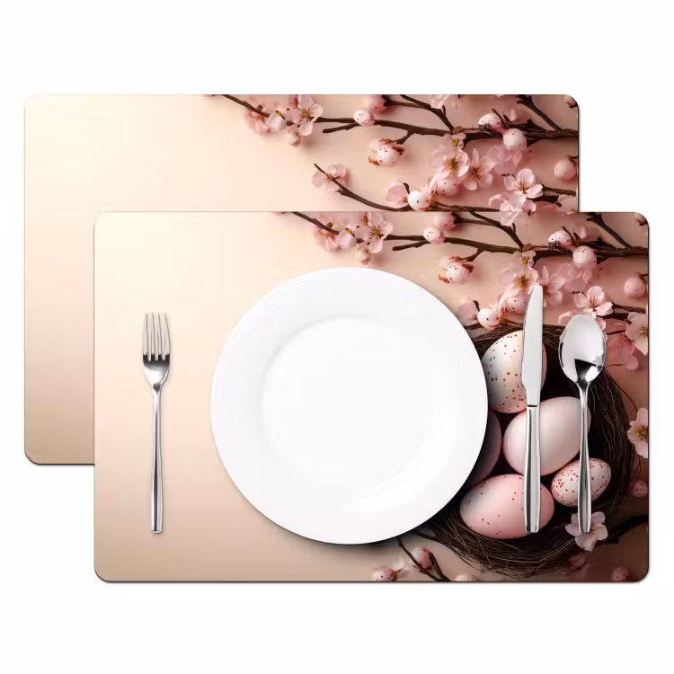 Placemat - 6 stuks - Roze - Bloesems - Eieren — 2