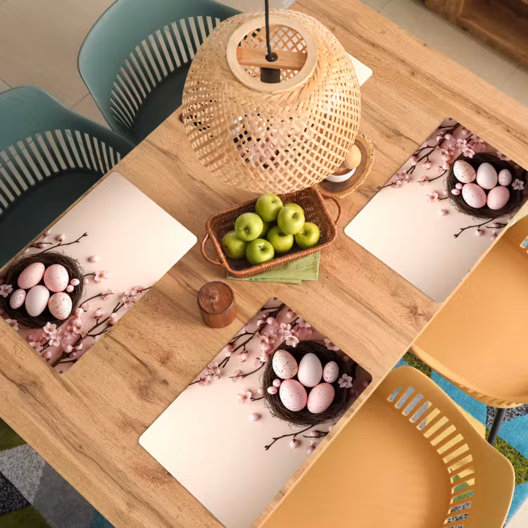 Placemat - 6 stuks - Roze - Bloesems - Eieren — 6