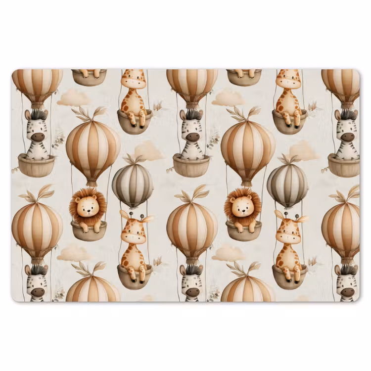 Placemat - 6 stuks - Safari - Luchtballonen - Taupe — 7