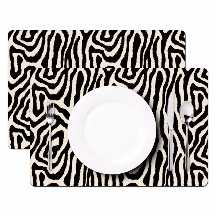 Placemat - 6 stuks - Zebra - Zwart - Abstract — 2