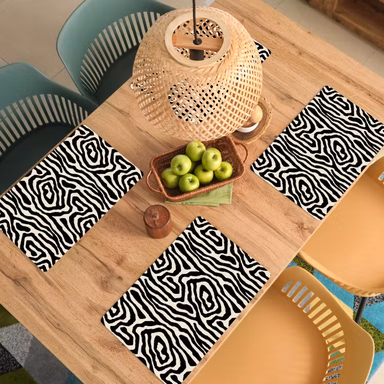 Placemat - 6 stuks - Zebra - Zwart - Abstract — 6