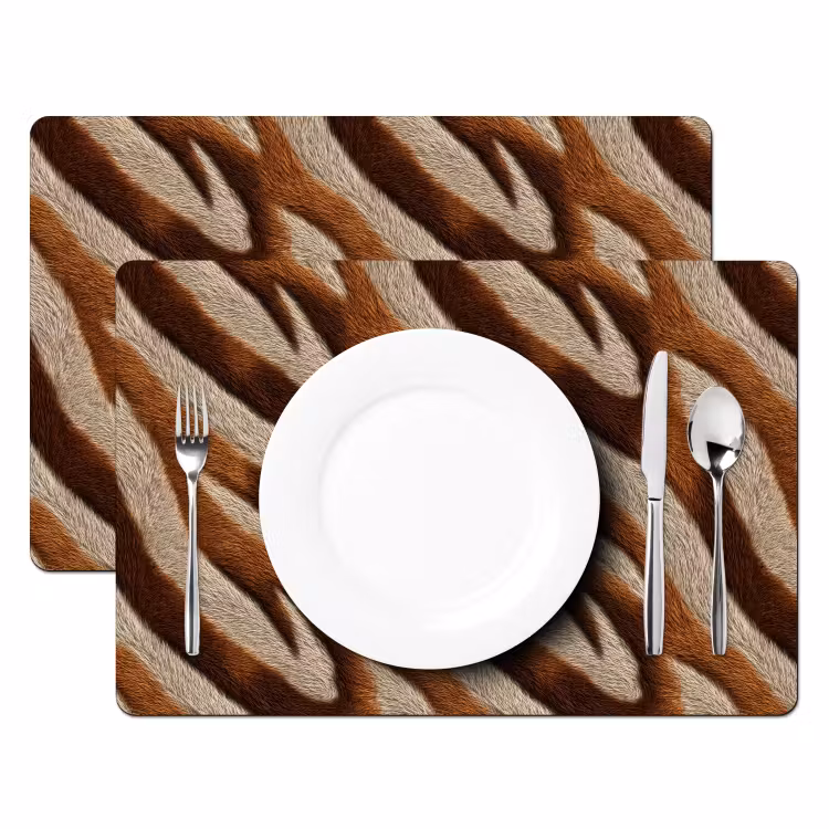 Placemat - 6 stuks - Zebra - Bruin - Patroon — 2