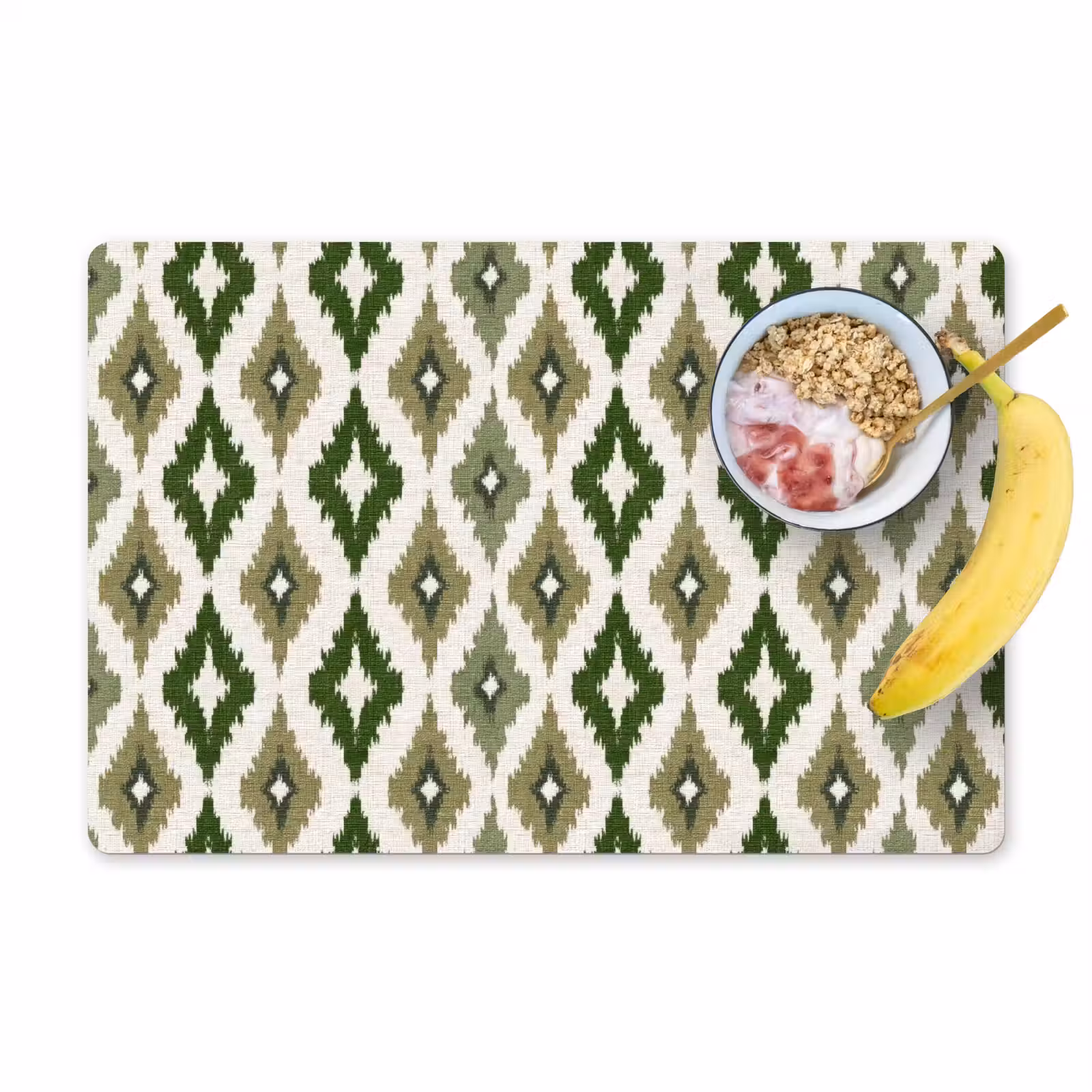 Placemat - 6 stuks - Geografisch - Ruitmotief - Groen — 1