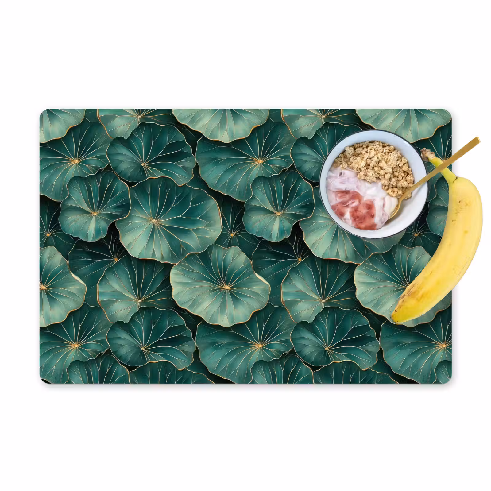 Placemat - 6 stuks - Patroon - Bladeren - Groen — 1