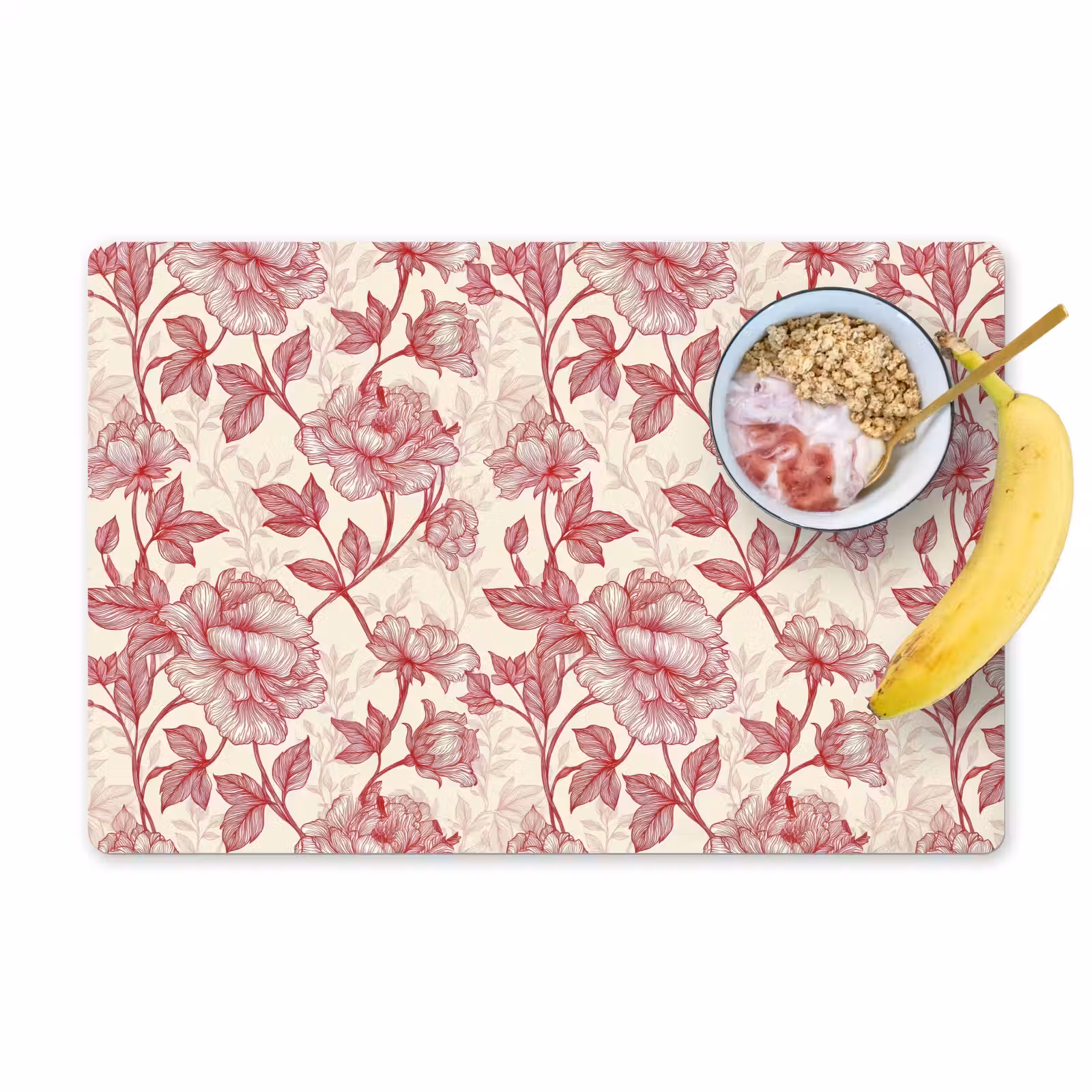 Placemat - 6 stuks - Pioenrozen - Modern - Rood — 1