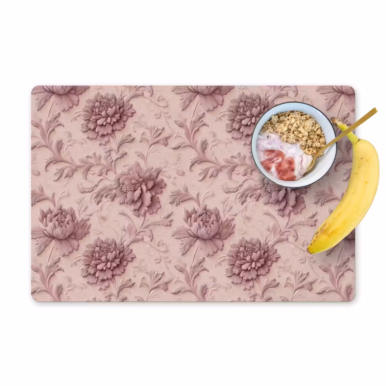 Placemat - 6 stuks - Reliëf - Pioenrozen - Roze — 1