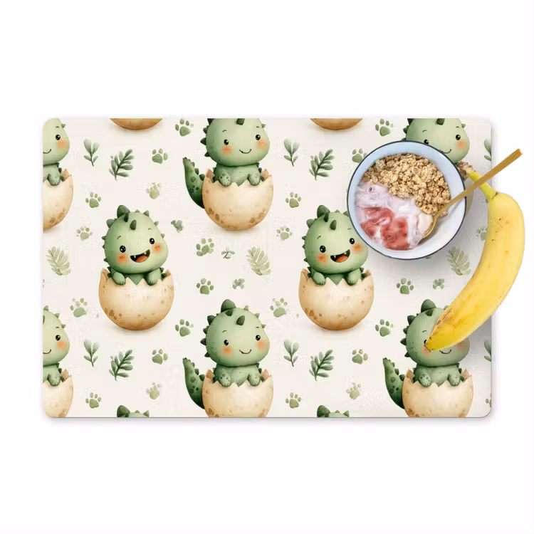 Placemat - 6 stuks - Dino - Eieren - Groen — 1