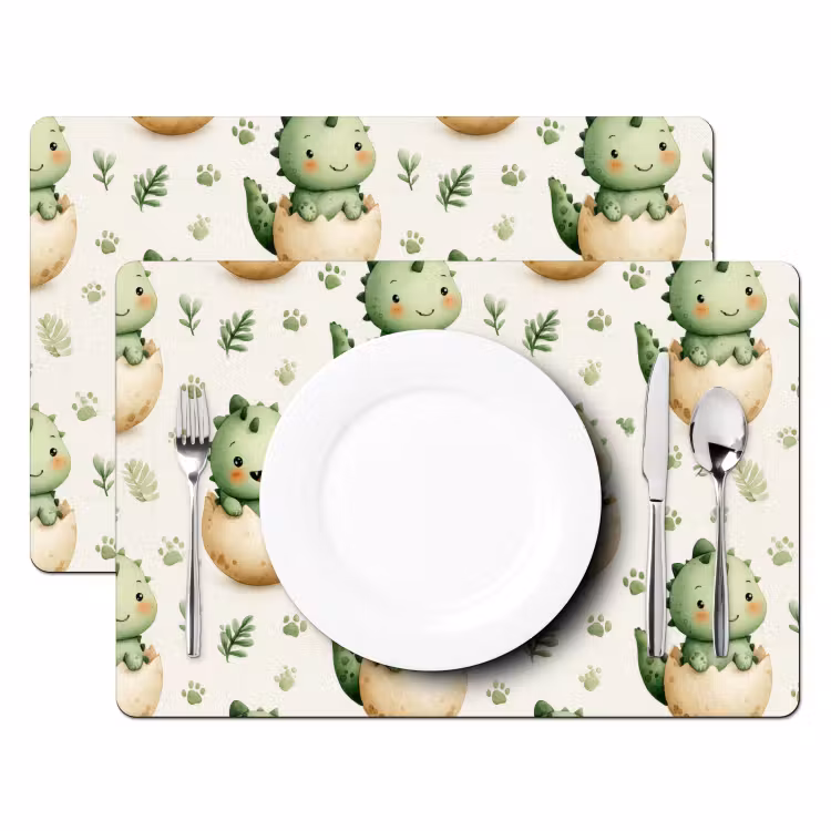 Placemat - 6 stuks - Dino - Eieren - Groen — 2