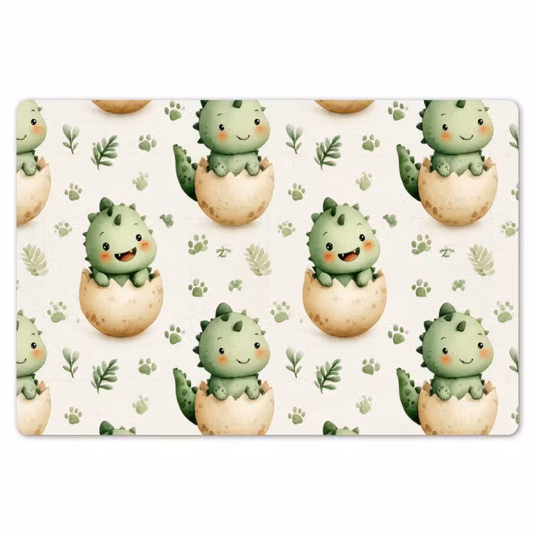 Placemat - 6 stuks - Dino - Eieren - Groen — 7