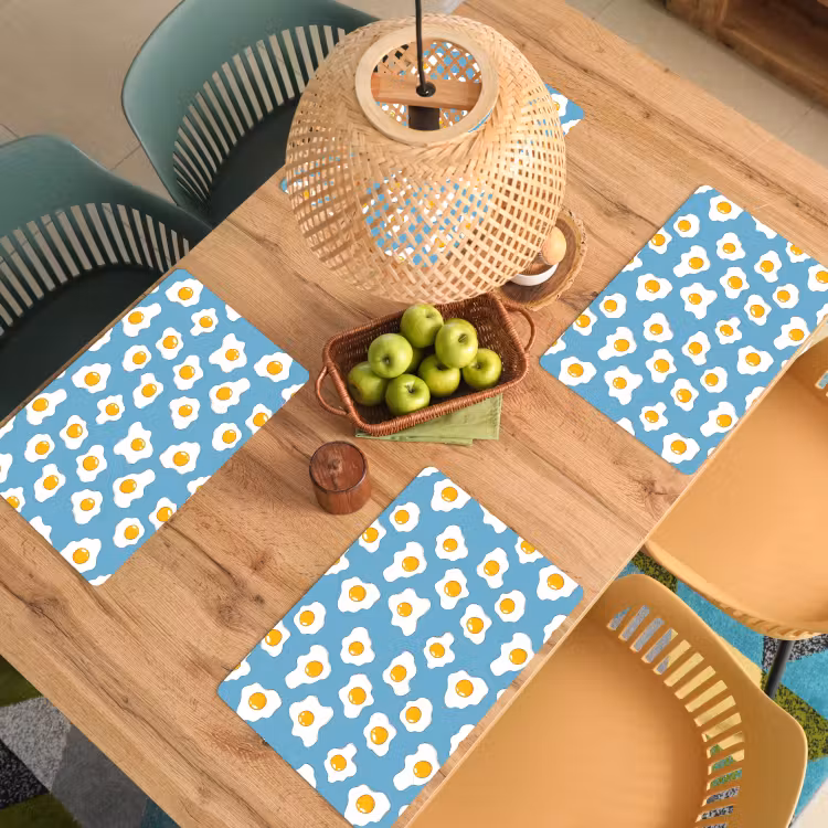 Placemat - 6 stuks - Eieren - Dooiers - Blauw — 6