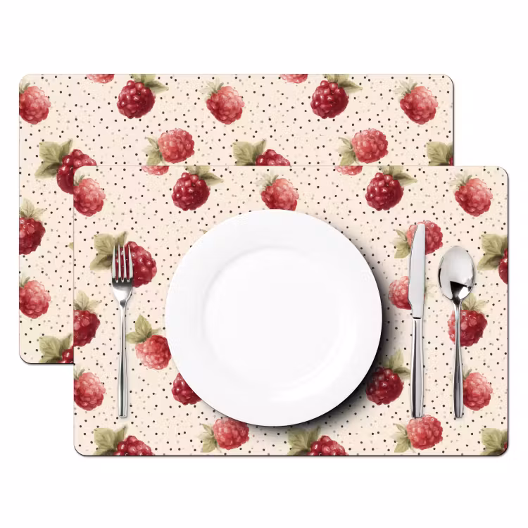 Placemat - 6 stuks - Framboos - Stippen - Rood — 2