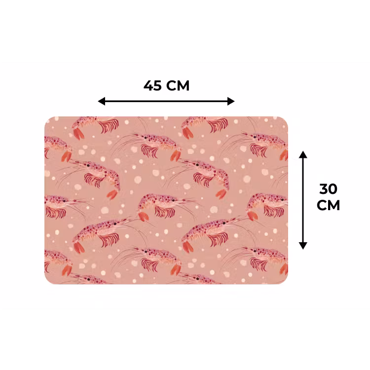Placemat - 6 stuks - Garnalen - Stippen - Roze — 3