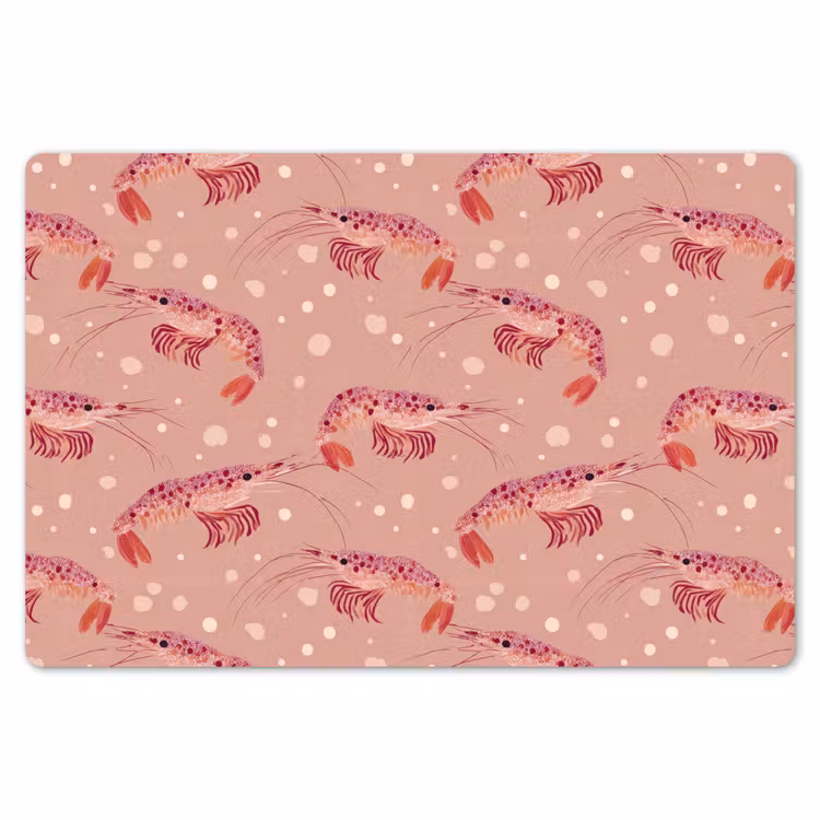 Placemat - 6 stuks - Garnalen - Stippen - Roze — 7