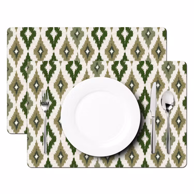 Placemat - 6 stuks - Geografisch - Ruitmotief - Groen — 2