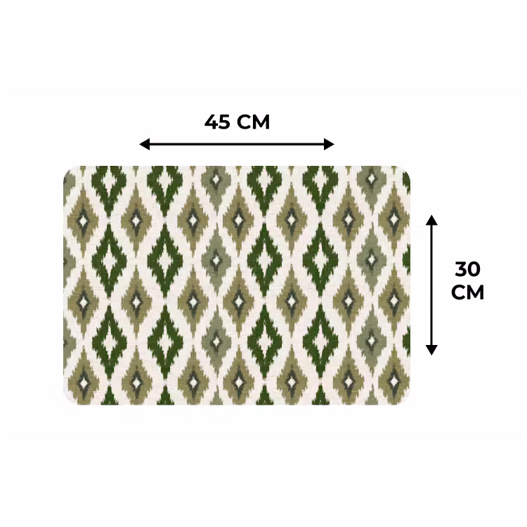 Placemat - 6 stuks - Geografisch - Ruitmotief - Groen — 3