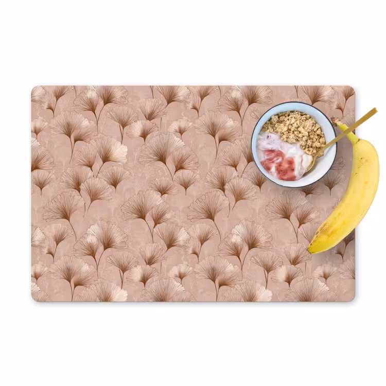 Placemat - 6 stuks - Ginkgo - Patroon - Roze — 1