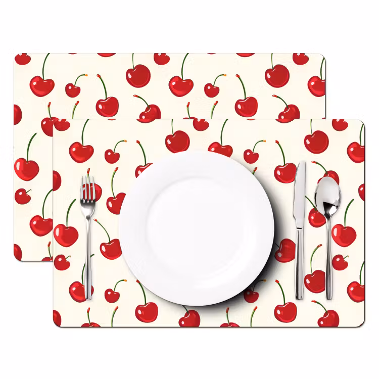 Placemat - 6 stuks - Kersen - Minimalistisch - Rood — 2
