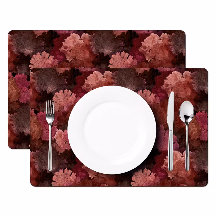 Placemat - 6 stuks - Koraal - Textuur - Kleurrijk — 2