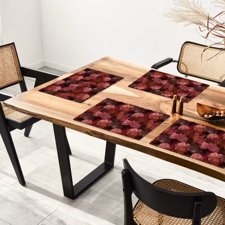 Placemat - 6 stuks - Koraal - Textuur - Kleurrijk — 5