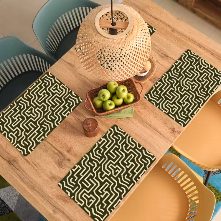 Placemat - 6 stuks - Lijnen - Abstract - Groen — 6