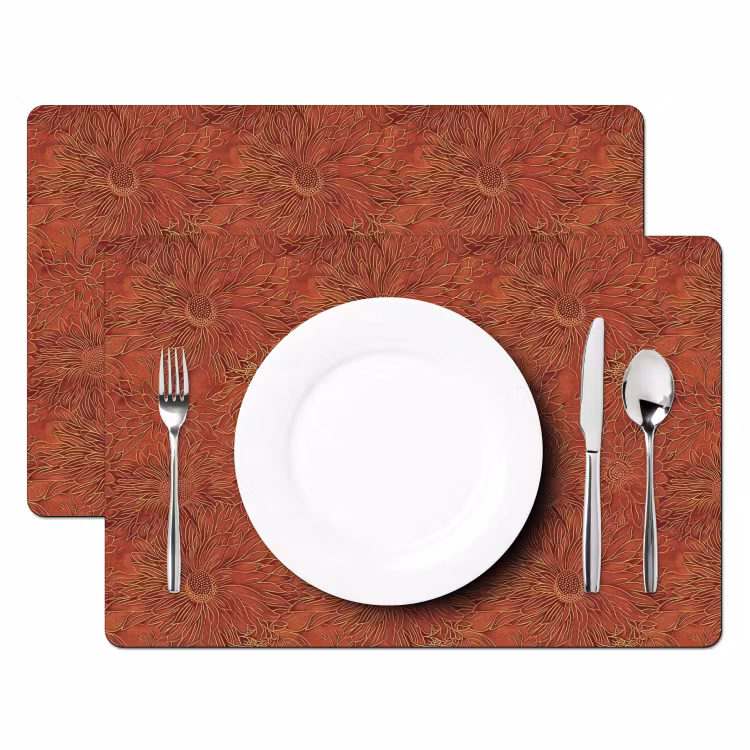 Placemat - 6 stuks - Oosters - Bloemen - Terracotta — 2