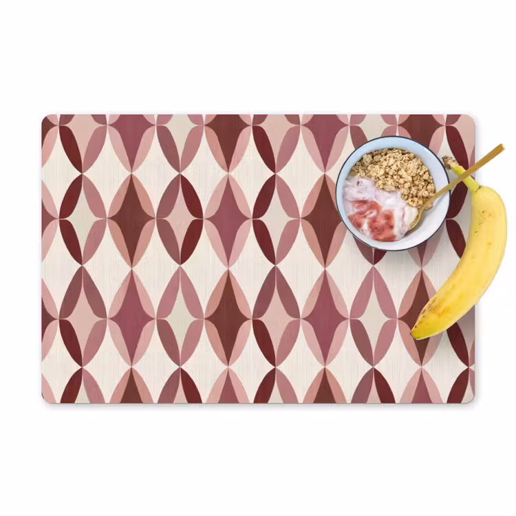 Placemat - 6 stuks - Ovaal - Textuur - Roze — 1