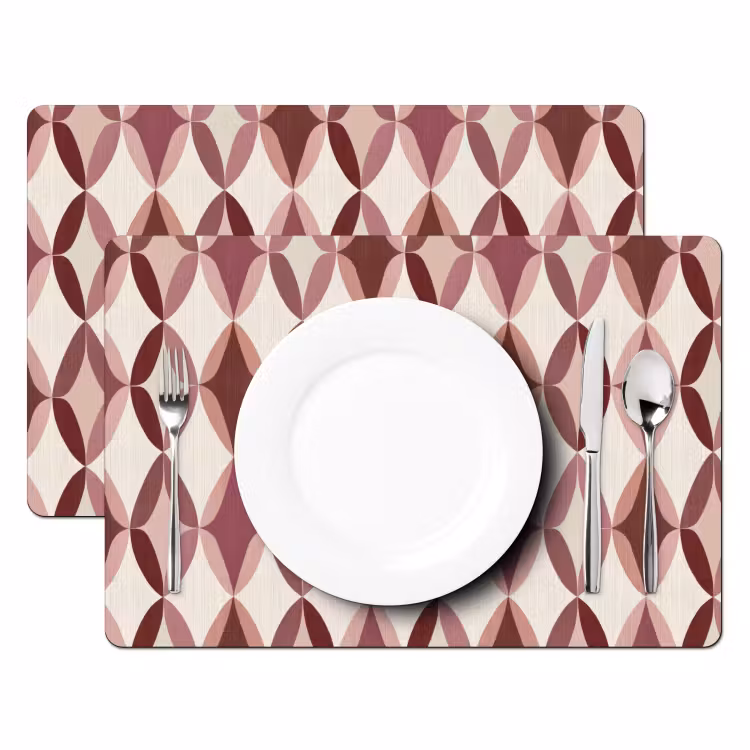 Placemat - 6 stuks - Ovaal - Textuur - Roze — 2