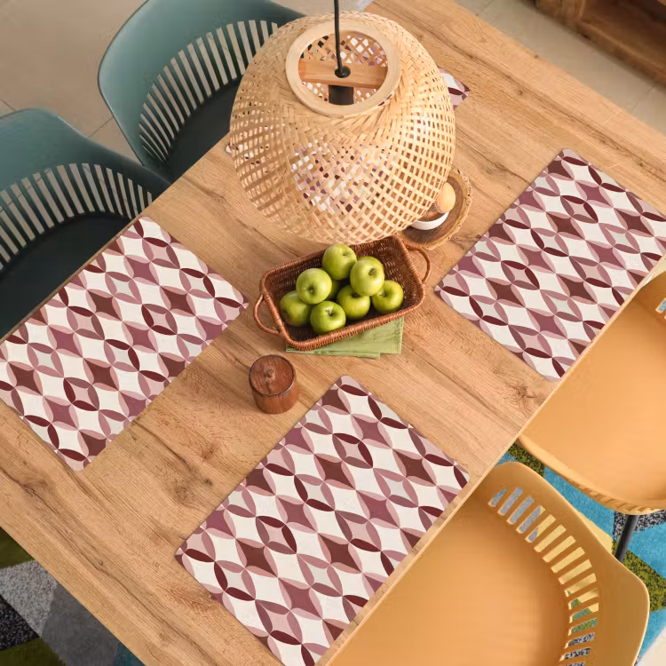 Placemat - 6 stuks - Ovaal - Textuur - Roze — 6