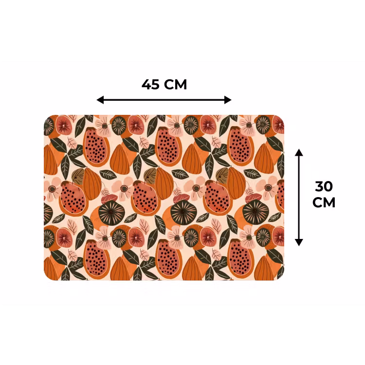 Placemat - 6 stuks - Papaja - Bloesem - Oranje — 3