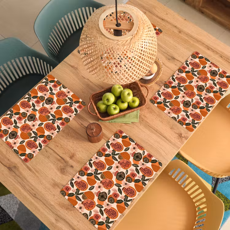 Placemat - 6 stuks - Papaja - Bloesem - Oranje — 6