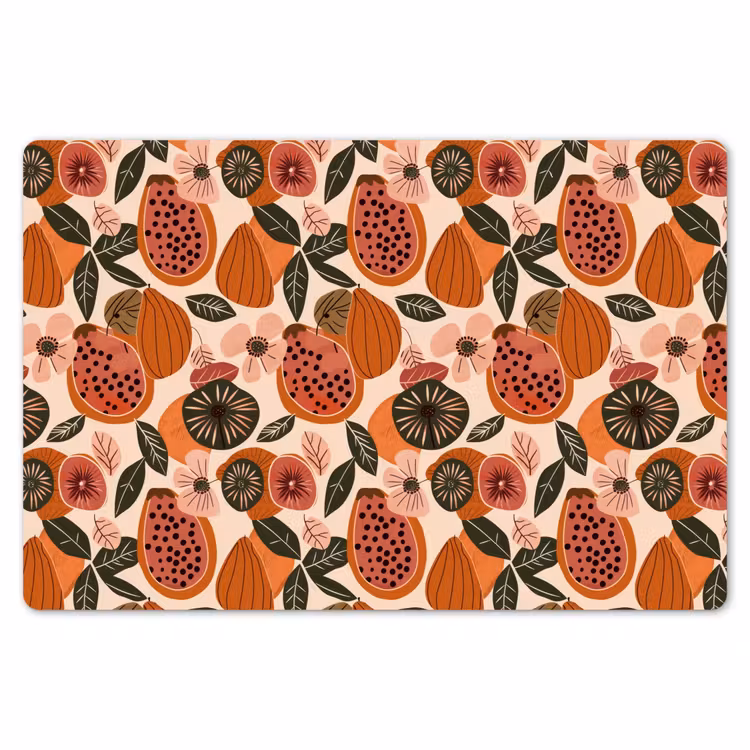 Placemat - 6 stuks - Papaja - Bloesem - Oranje — 7
