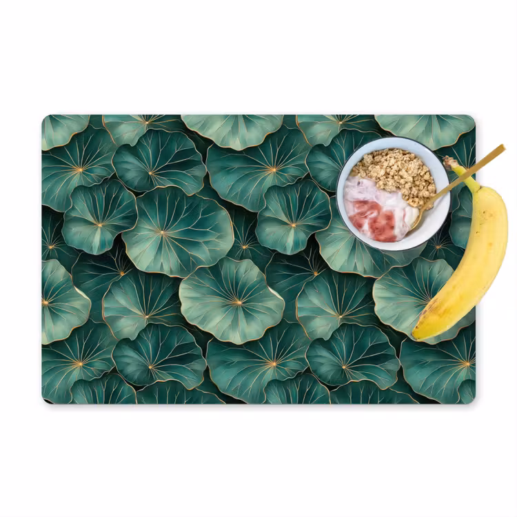 Placemat - 6 stuks - Patroon - Bladeren - Groen — 1